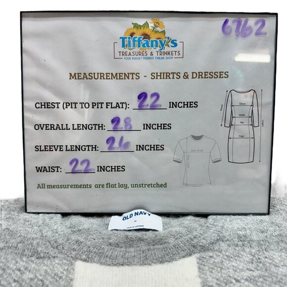 Old Navy Sweater Womens XL Gray White Plaid LS Super Soft Acrylic/Nylon Blend - Picture 10 of 10